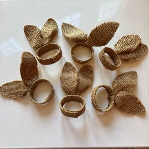 Burlap Bunny Ear Napkin Rings (6)